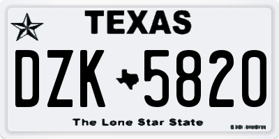 TX license plate DZK5820