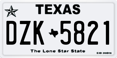 TX license plate DZK5821