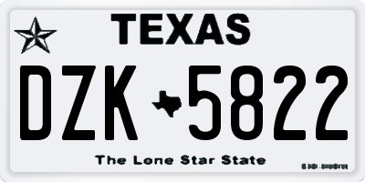TX license plate DZK5822
