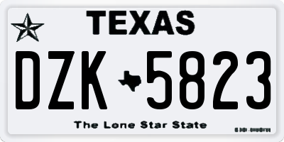 TX license plate DZK5823