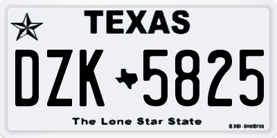 TX license plate DZK5825