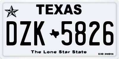 TX license plate DZK5826