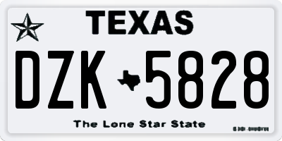 TX license plate DZK5828