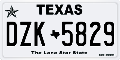 TX license plate DZK5829