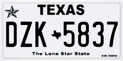 TX license plate DZK5837