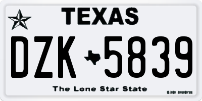 TX license plate DZK5839