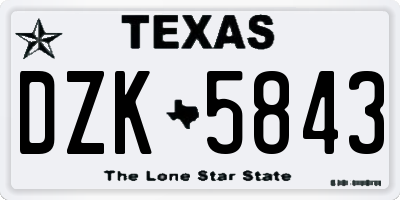 TX license plate DZK5843