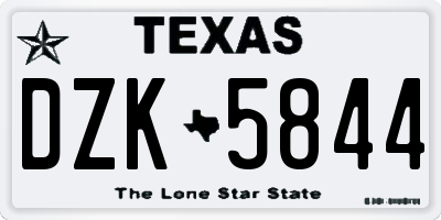 TX license plate DZK5844