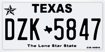 TX license plate DZK5847