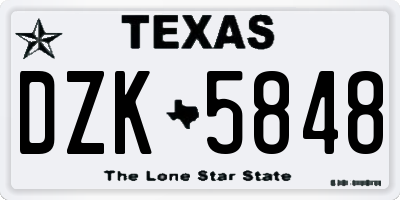 TX license plate DZK5848