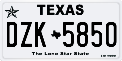 TX license plate DZK5850