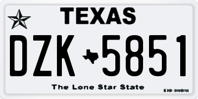 TX license plate DZK5851