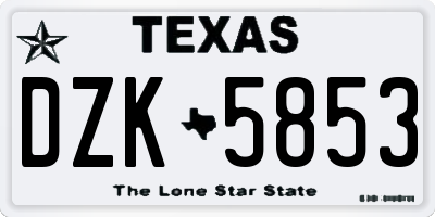 TX license plate DZK5853