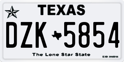 TX license plate DZK5854