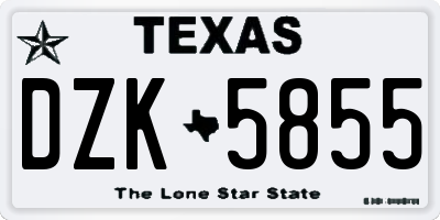 TX license plate DZK5855