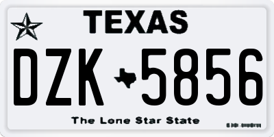 TX license plate DZK5856