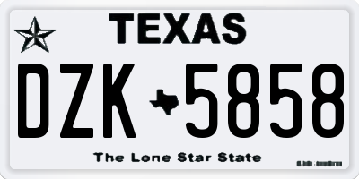 TX license plate DZK5858