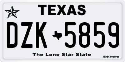TX license plate DZK5859