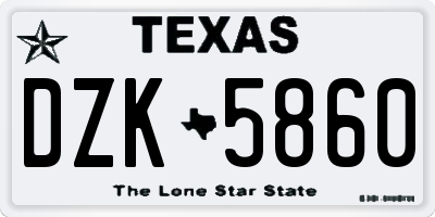 TX license plate DZK5860