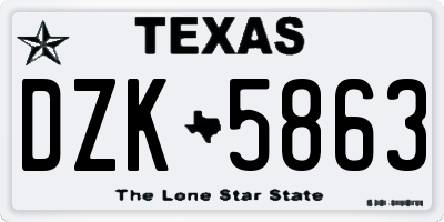 TX license plate DZK5863
