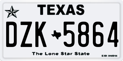 TX license plate DZK5864