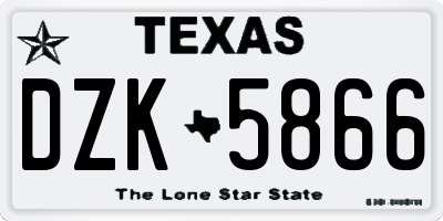 TX license plate DZK5866