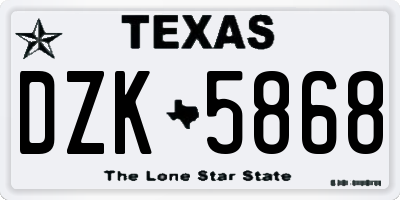 TX license plate DZK5868