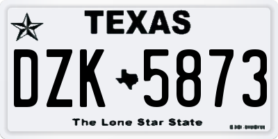 TX license plate DZK5873