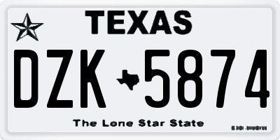 TX license plate DZK5874
