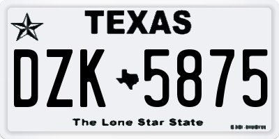 TX license plate DZK5875