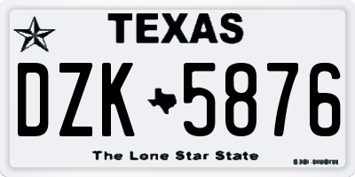 TX license plate DZK5876