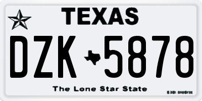 TX license plate DZK5878