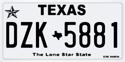 TX license plate DZK5881