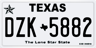 TX license plate DZK5882