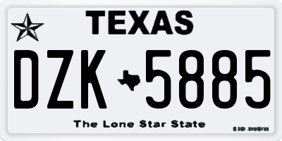 TX license plate DZK5885