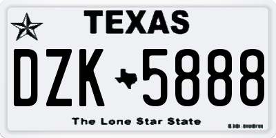 TX license plate DZK5888