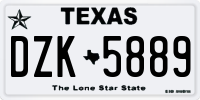 TX license plate DZK5889