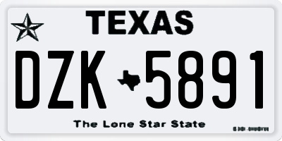 TX license plate DZK5891
