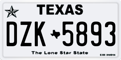 TX license plate DZK5893