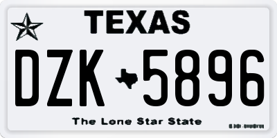 TX license plate DZK5896