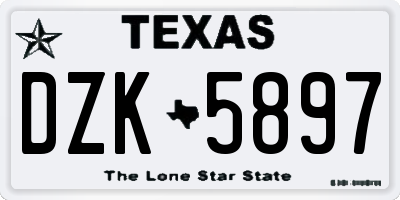 TX license plate DZK5897