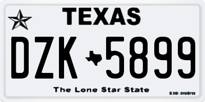 TX license plate DZK5899