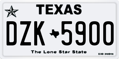 TX license plate DZK5900