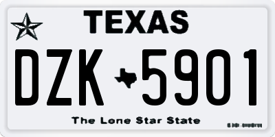 TX license plate DZK5901