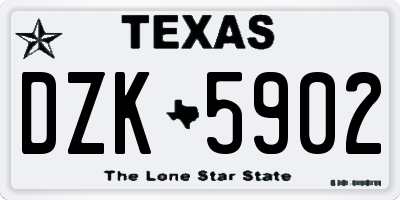 TX license plate DZK5902