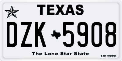 TX license plate DZK5908