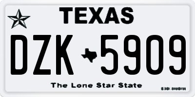 TX license plate DZK5909