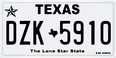 TX license plate DZK5910