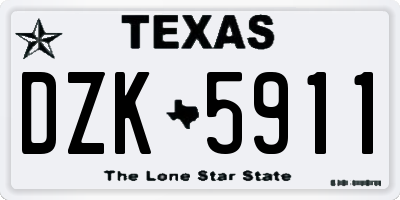 TX license plate DZK5911
