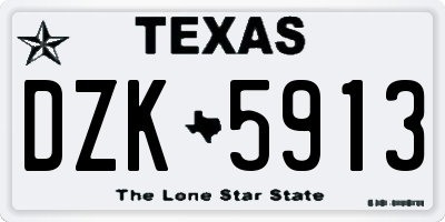 TX license plate DZK5913